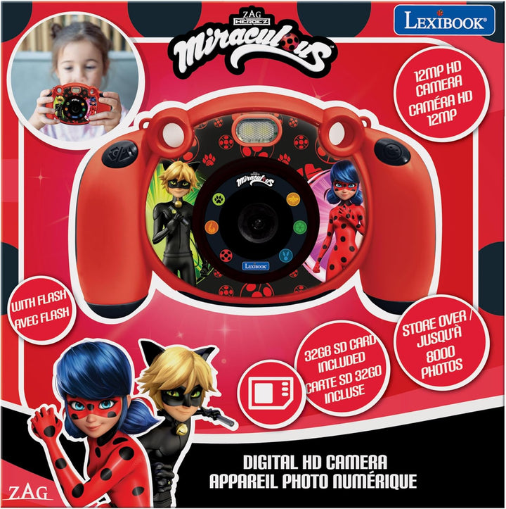 Lexibook - Miraculous Ladybug Cat Noir - 4-in-1-Kinderkamera mit Foto-, Video-, Audio- und Spielfunk