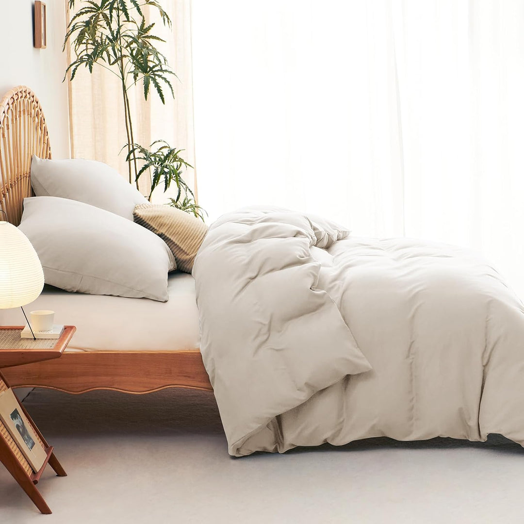 WAVVE Bettwäsche 240x260 3 teilig Beige - Bettbezug 260 x 240 Set mit Kissenbezügen 65x65 cm, Bettwä