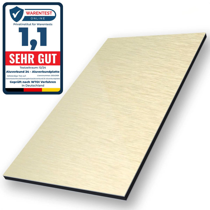 Aluverbund 24 Aluverbundplatte, Aluminium Platte, 3mm dick, Gold-Gebürstet/007, 40x150cm 40x150cm Go