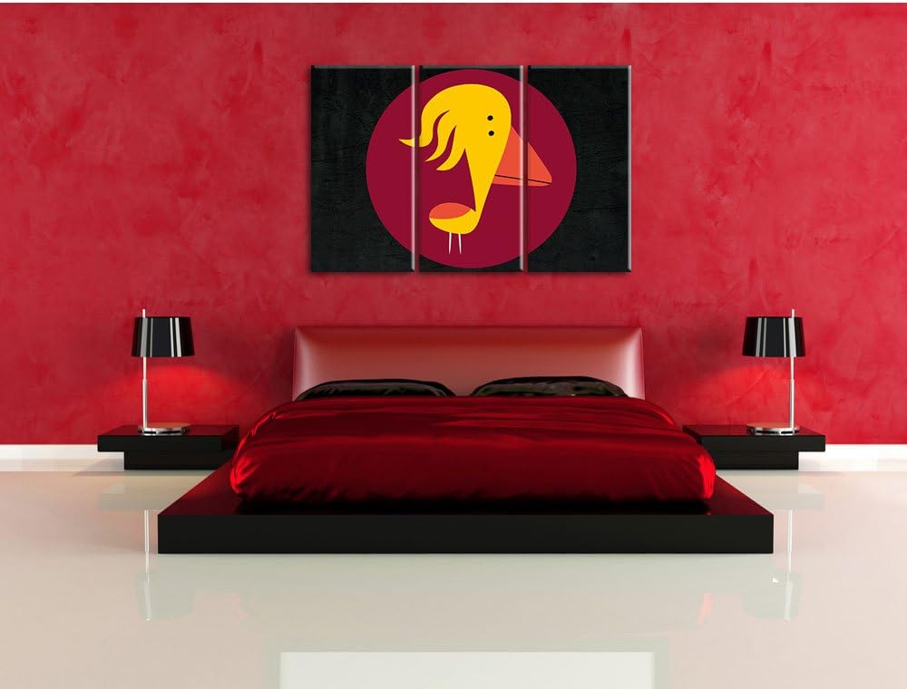 Pixxprint Lustiger Vogel als Leinwandbild/Grösse: 3 Teilig (120x80) cm/Wandbild/Kunstdruck/fertig be