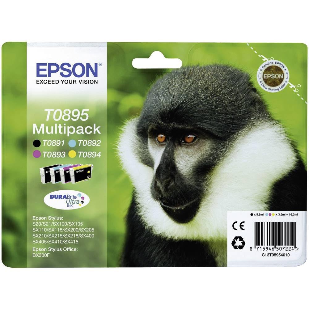 Epson Tinte T0895 Original Kombi-Pack Schwarz, Cyan, Magenta, Gelb, C13T08954020