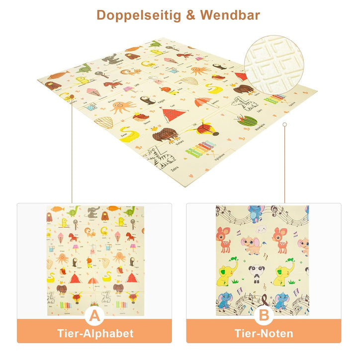 Faltbare Baby-Spielmatte – Extra grosse, wasserdichte Krabbelmatte aus weichem Schaumstoff, rutschfe