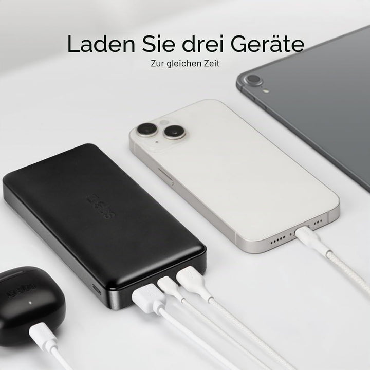 SBS Power Bank Ladegerät 20000 mAh, 1 x 10W USB-A Port und 1 x 5W, 1 x 10W USB-C, schlank, leicht, l