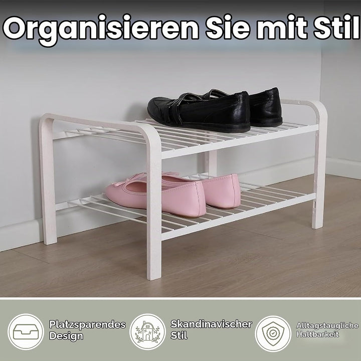 LM 390 Schuhregal aus Öko-Holz - pulverbeschichtetes Schuhregal platzsparend, 470 mm breite, ideal f
