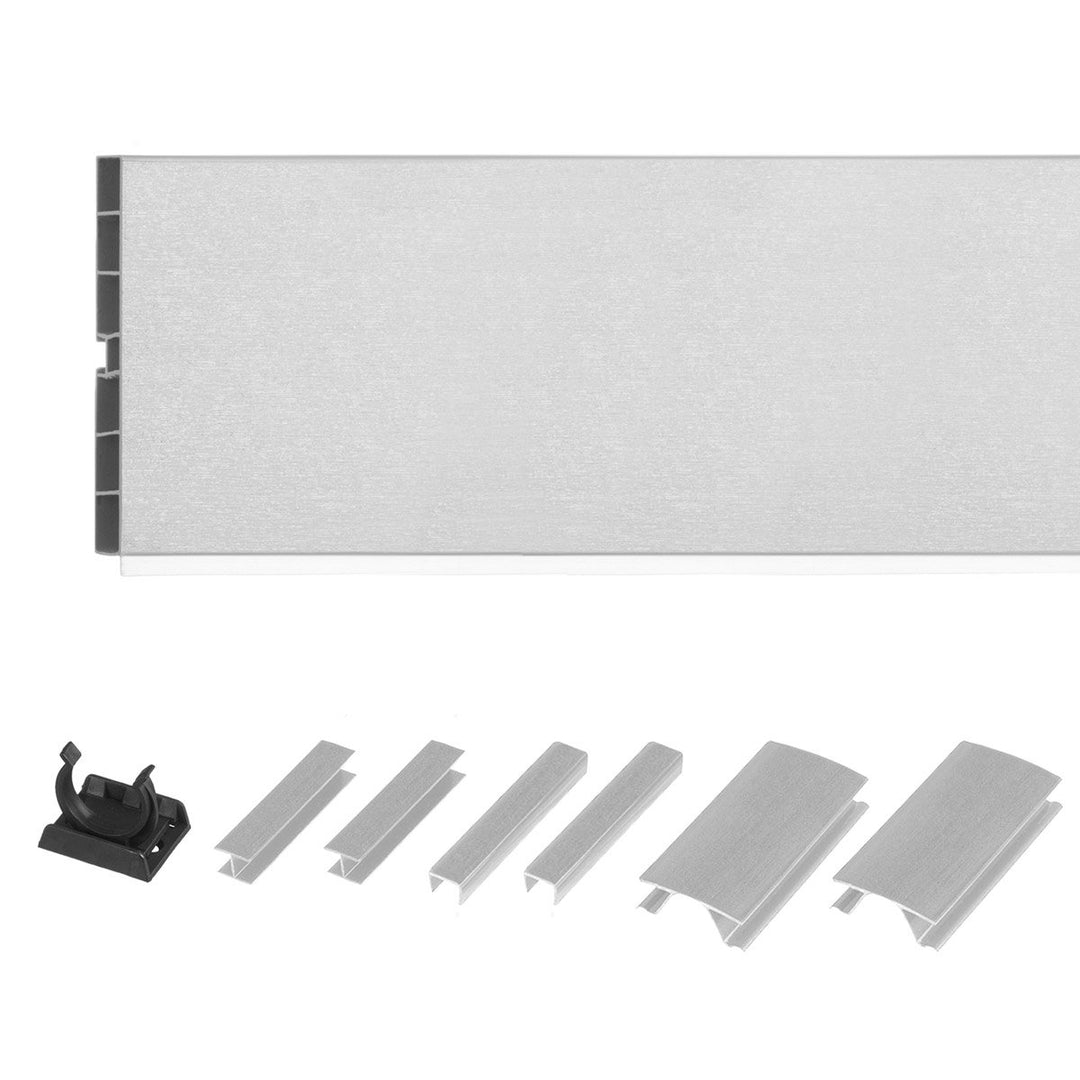 HOLZBRINK 150cm Sockelblende Sockelleiste für Einbauküche 150mm Höhe ALUMINIUM Gebürstet - HBK15 1x