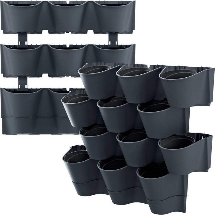 Macetero vertical Prosperplast Cascade Wall de plastico en color antracita 67 (largo) x 17,7 (ancho)