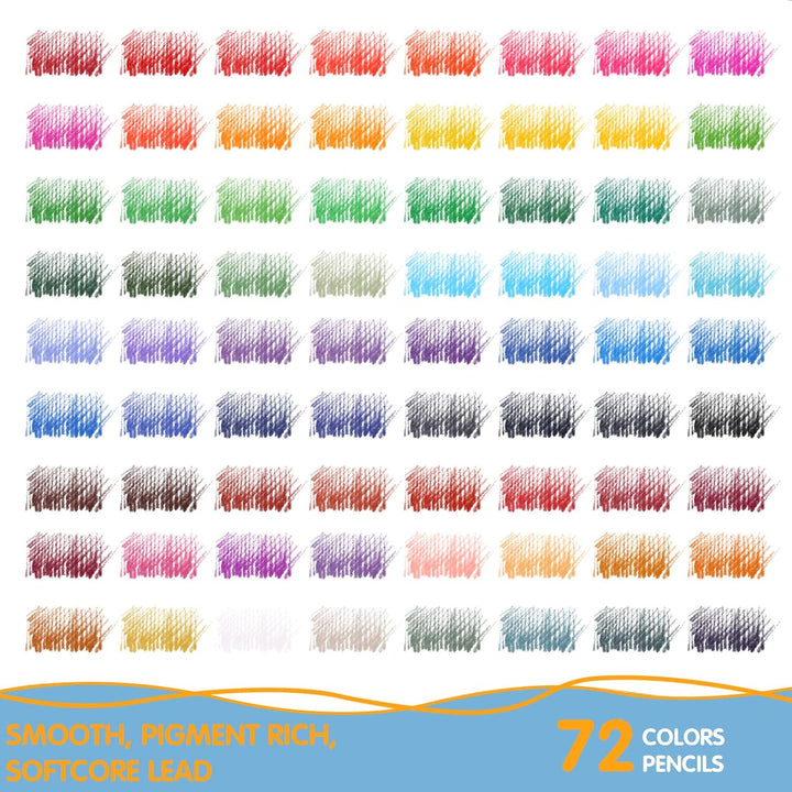 Melifluo 72 Buntstifte Set, Buntstifte 1 Malbuch,Tragbarer Premium-Reissverschlusstasche. Bundstifte