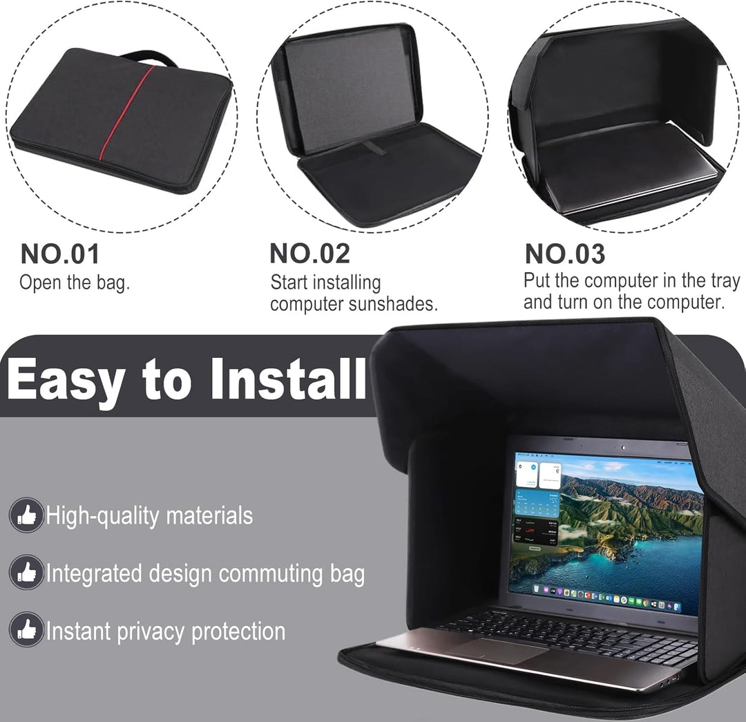 Laptop Sonnenschutz, 2-in-1 Laptoptasche Computer-Sonnenschutz Blendschutz für Arbeiten im Freien, T