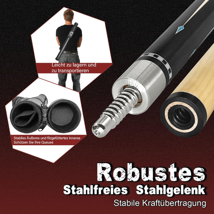 Pool Cue Stick Billard Queue,58“ Pool-Billardqueue BillardStock 12,5 mm Lederspitze Cue Sticks for P