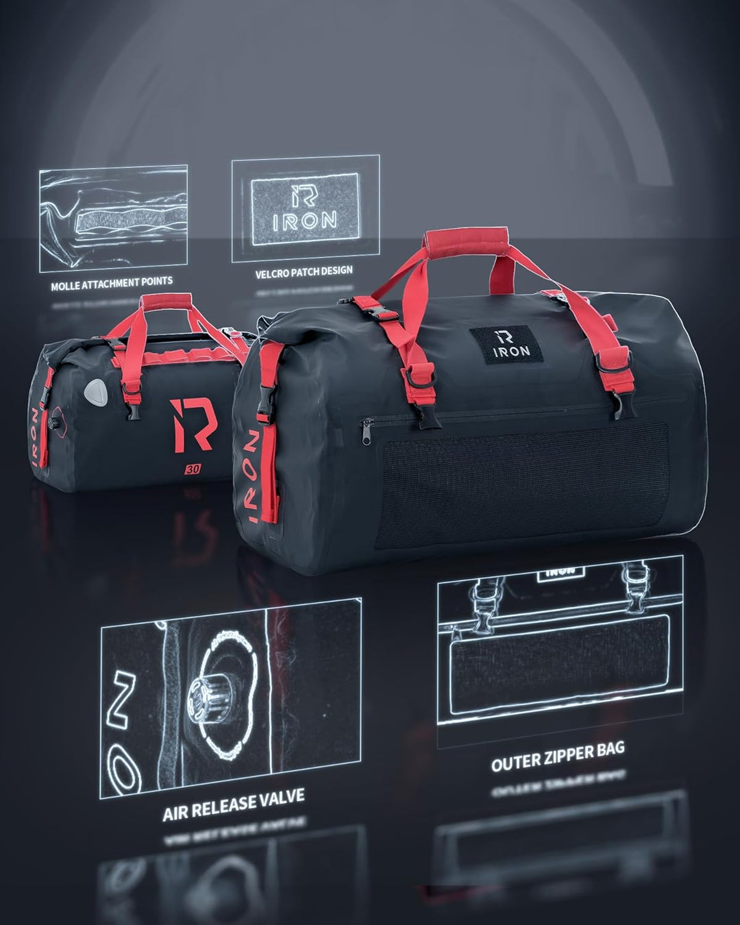 BORLENI Motorrad Hecktasche Gepäckrolle wasserdicht 30L – Premium Motorradtasche mit Rolltop, Reflek