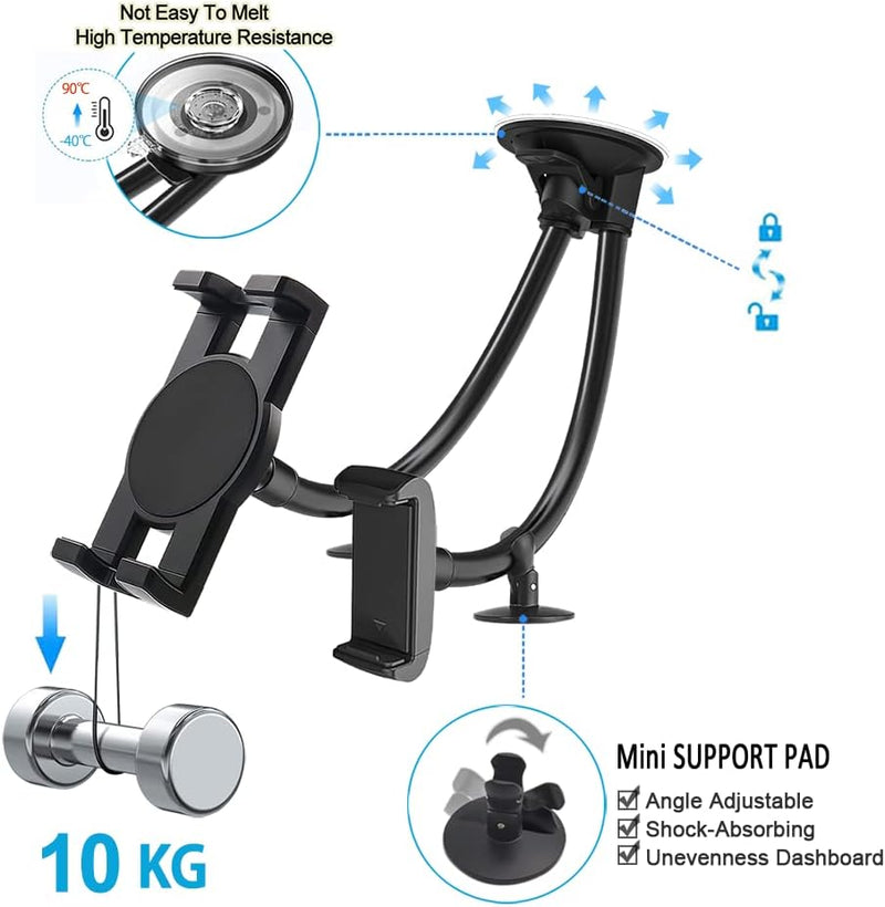 Oilcan Dual Auto Tablet Handyhalter, KFZ Windschutzscheibe Armaturenbrett Tablet Halterung Saugnapf