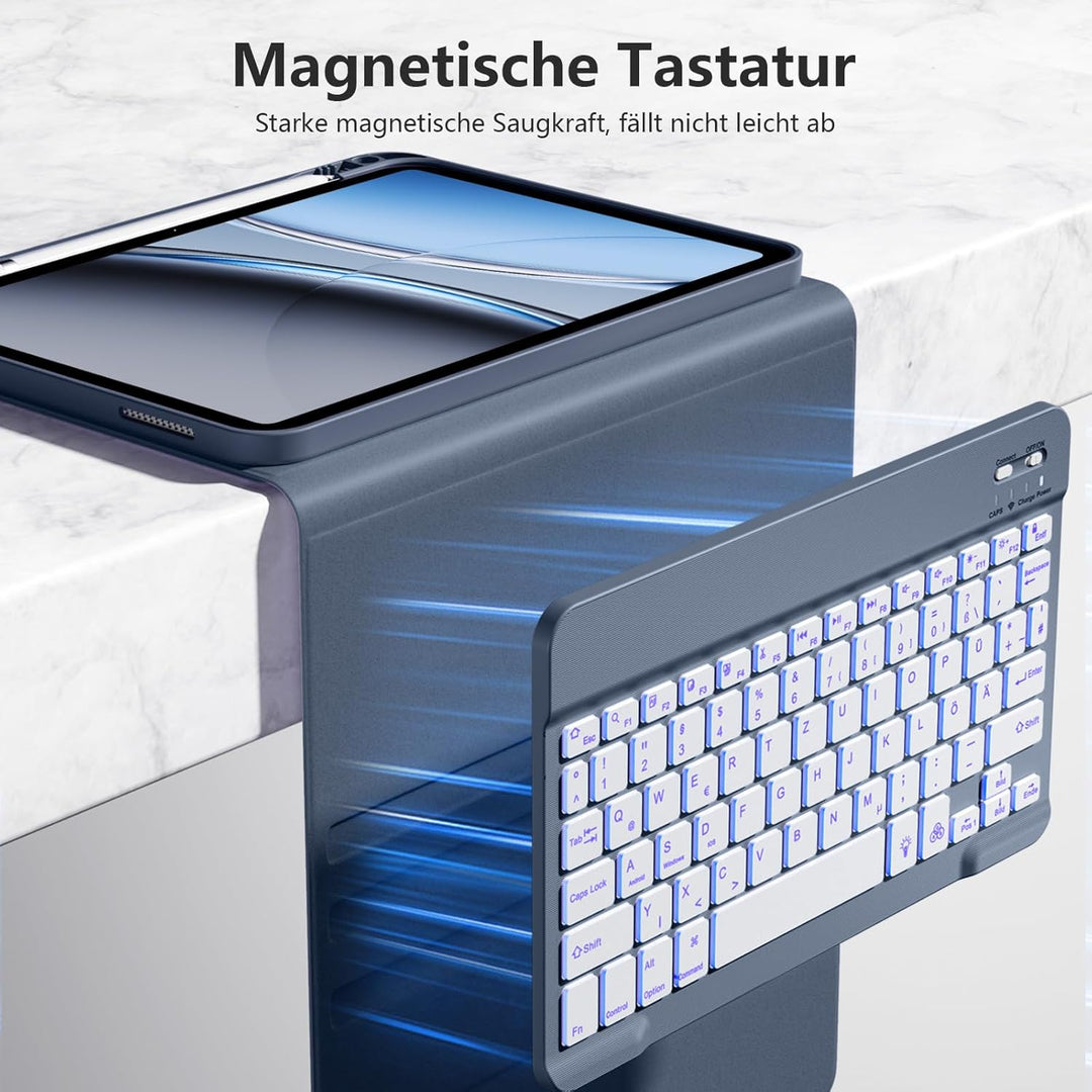 drivego Hülle mit Tastatur für iPad 11 Generation A16/10 Generation (11/10.9 Zoll, 2025/2022), 7-far