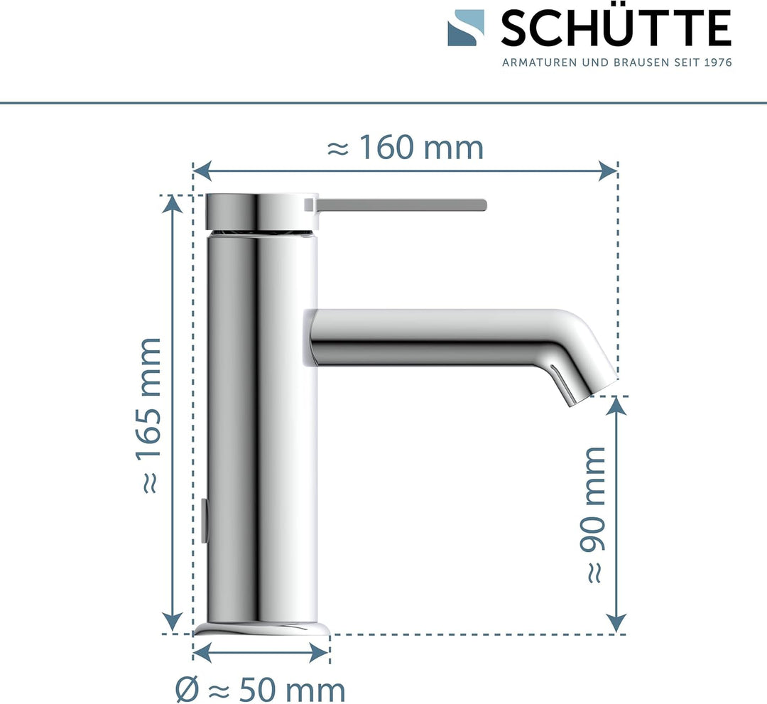SCHÜTTE Waschtischarmatur LOS ANGELES 33100, Wasserhahn Bad mit Ablaufgarnitur, Armatur Badezimmer,