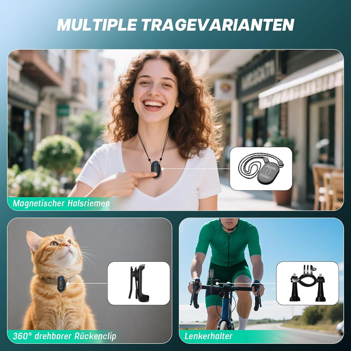 Action Cam 1080P und 16 GB Speicherkarte Mini Unterwasserkamera Wasserdicht bis 30M, 360° Helmkamera