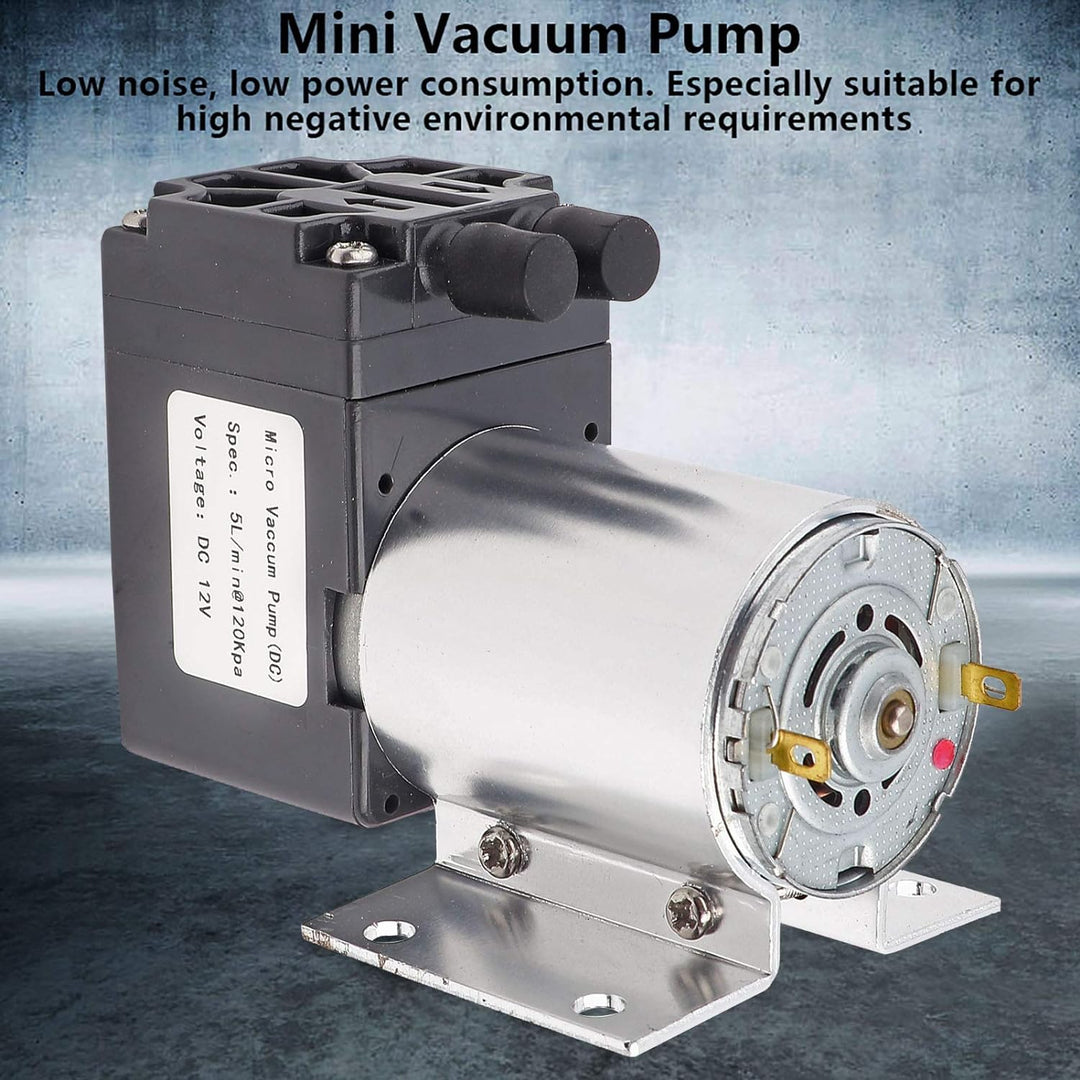 Mini Vakuumpumpe, DC 12 V 5L / min 120kpa Mikropumpe Unterdruck-Saugpumpen mit Halter zur Probenahme
