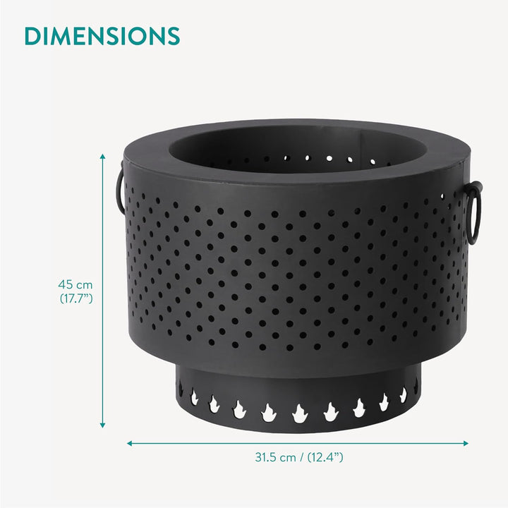 Navaris Feuerschale aus Gusseisen rauchfrei - smokeless Fire Pit Bonfire - rauchfreier Feuerkorb mit