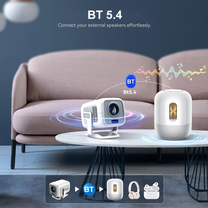 Mini Projektor [Eingebettete App] Autofokus Tragbarer Video-Beamer 4K UHD WiFi 6 BT5.2 Heimkino-Trag