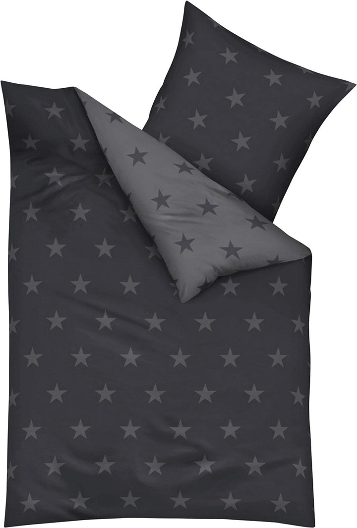 Kaeppel Feinbiber-Bettwäsche Stars, 2-TLG. Zinn, 135X200 cm Zinn 135X200 CM, Zinn 135X200 CM
