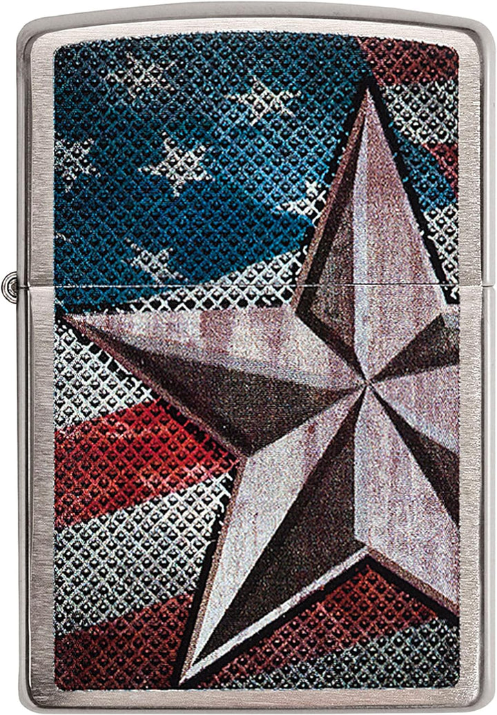 Zippo Us Army Star Winddichtes Feuerzeug Regular Edelstahloptik, Regular Edelstahloptik