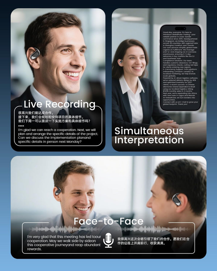 MONODEAL KI Übersetzer kopfhörer, 144 Sprachen Kopfhörer Übersetzer Echtzeit, Translator Earbuds, Üb