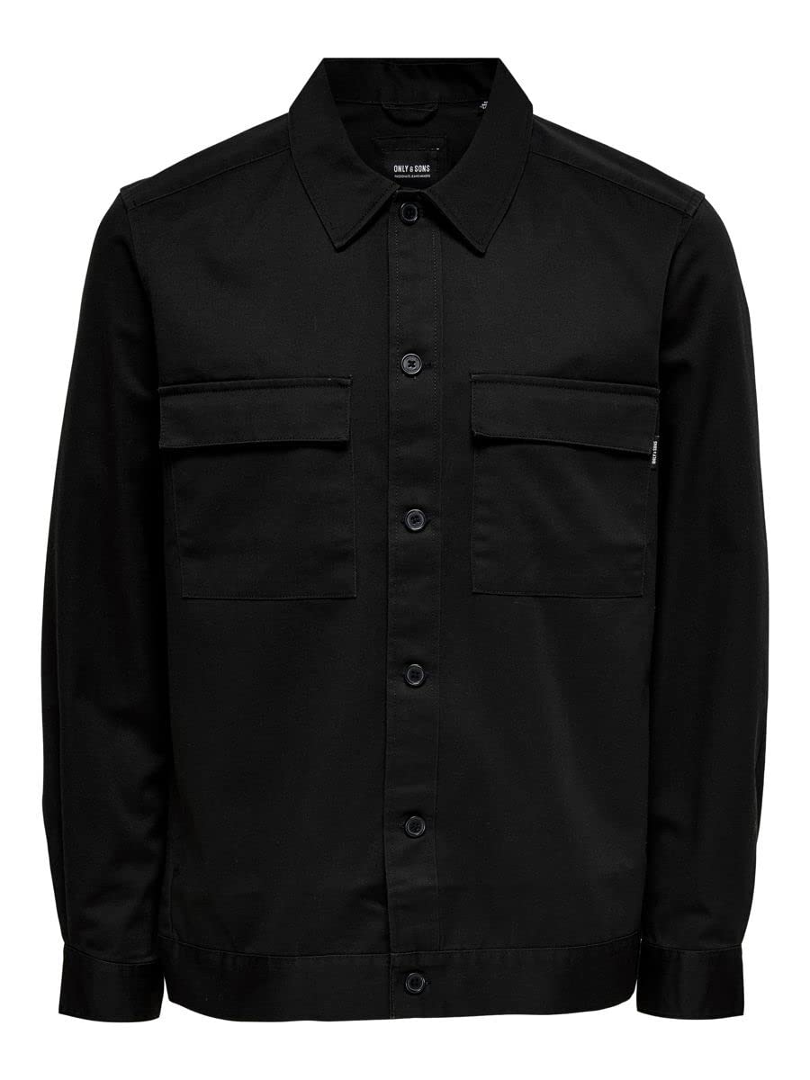 ONLY & SONS Long Sleeve Pocket Overshirt S Schwarz, S Schwarz