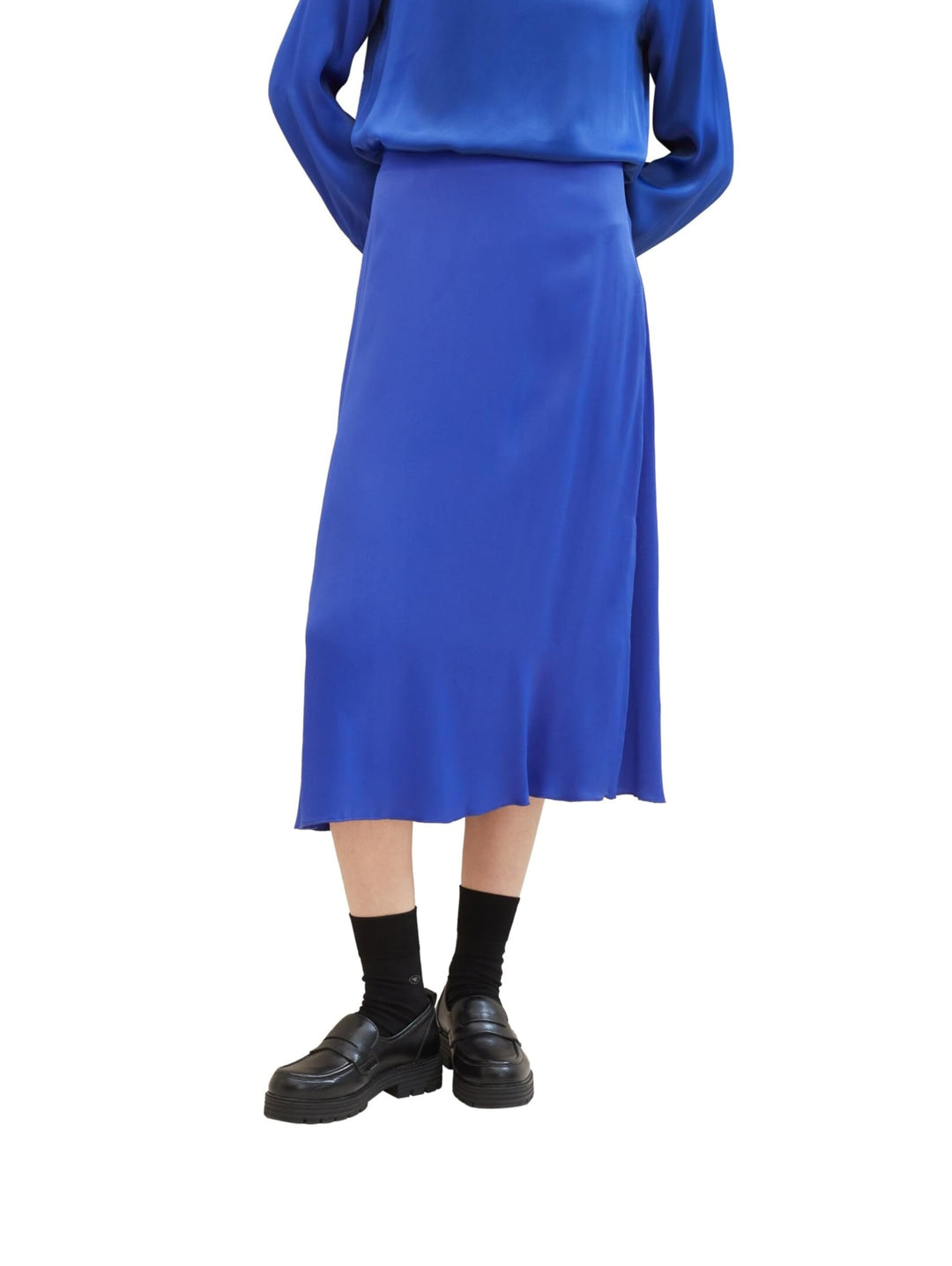 TOM TAILOR Damen Satin Midi Rock 38 25386 - Crest Blue, 38 25386 - Crest Blue