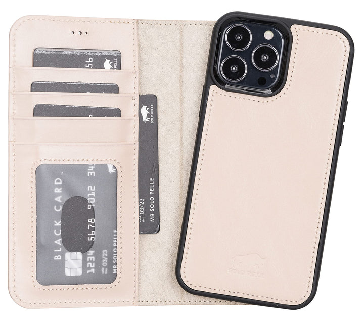Solo Pelle Lederhülle kompatibel für iPhone 13 Pro Max in 6.7 Zoll abnehmbare Hülle (2in1) inkl. Kar