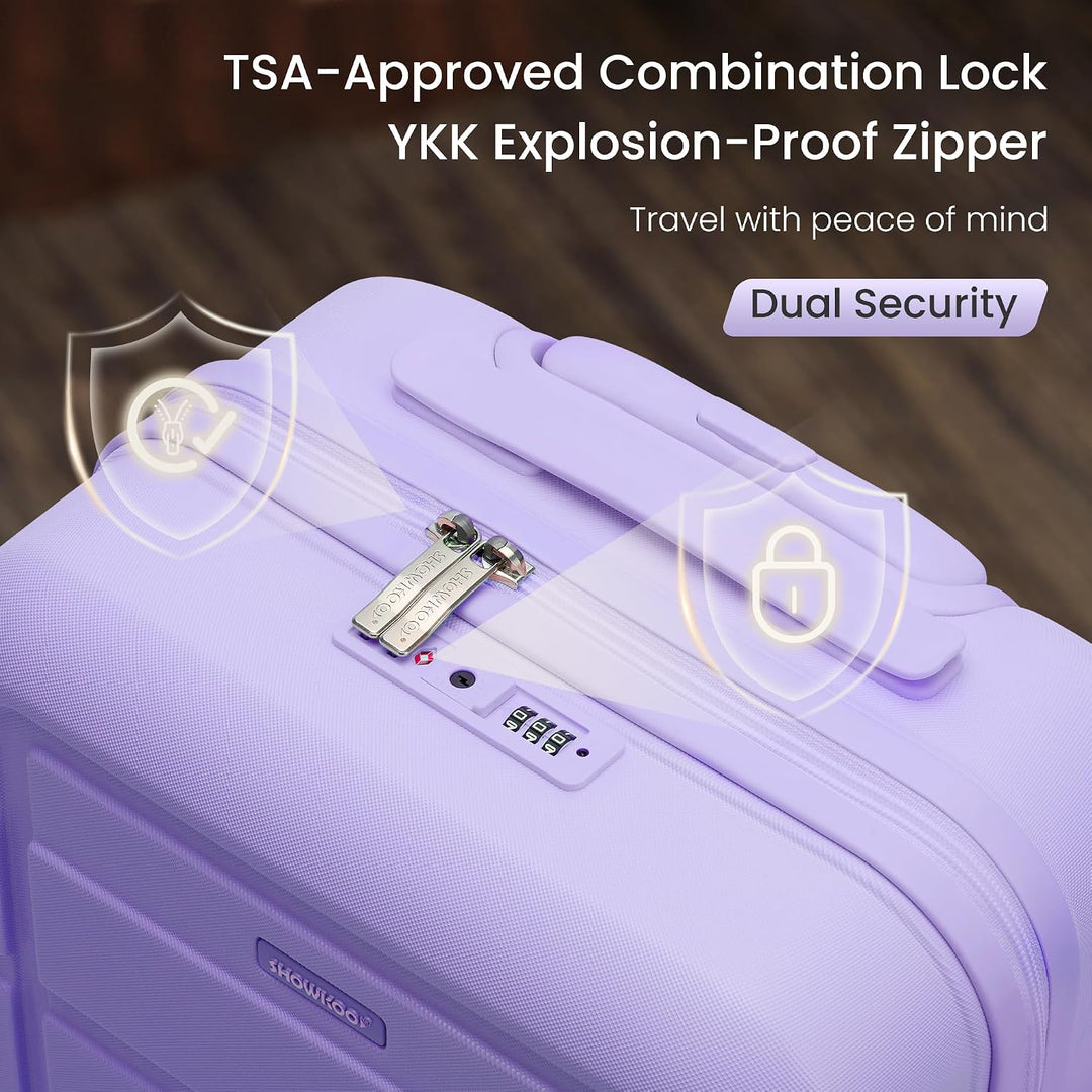 SHOWKOO Kofferset 3 Teilig Hartschale Leicht PC+ABS Erweiterbar Reisekoffer Haltbar Trolley Handgepä