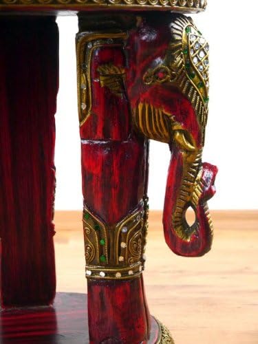 livasia Massivholzhocker Elefantenhocker Beistelltisch (Handarbeit) Glasmosaikverzierung Podest Blum