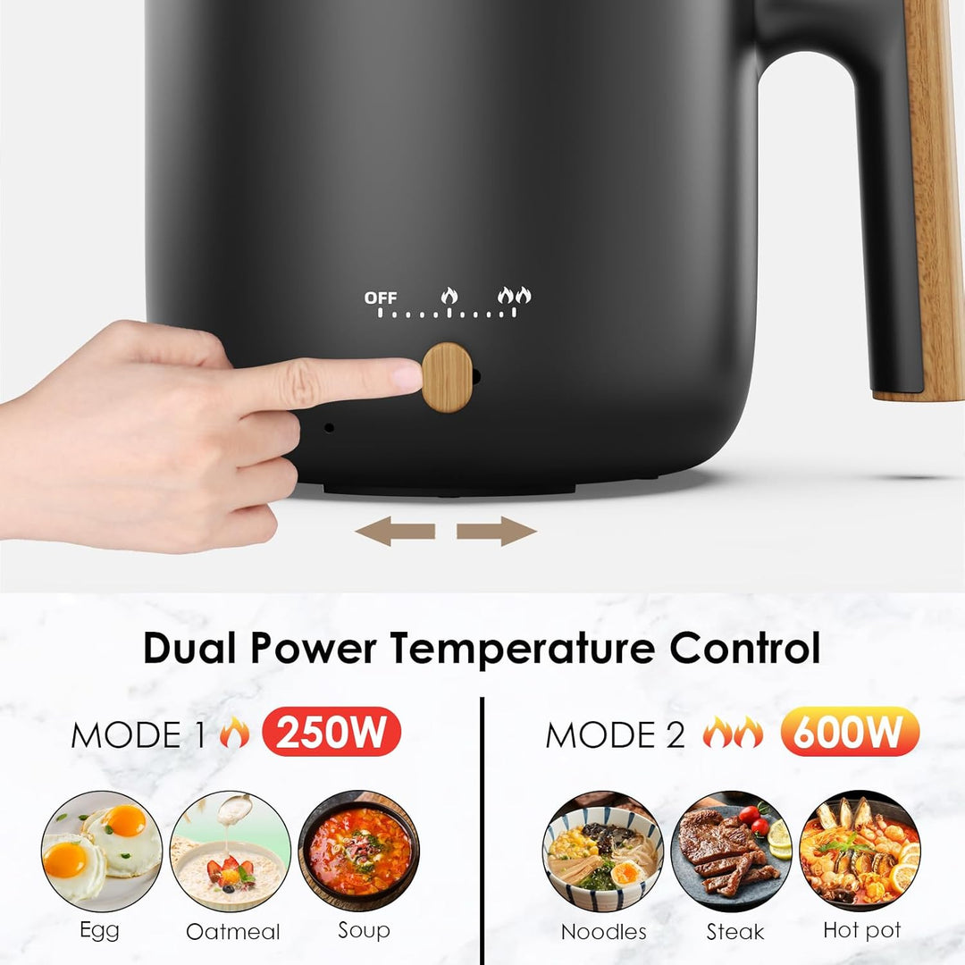 Audecook - Elektrischer Dampfgarer, tragbarer Mini-Kocher, 1,8 l, elektrischer Kochtopf mit Antihaft
