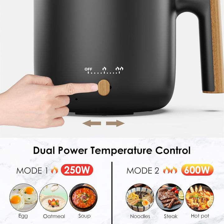 Audecook - Elektrischer Dampfgarer, tragbarer Mini-Kocher, 1,8 l, elektrischer Kochtopf mit Antihaft