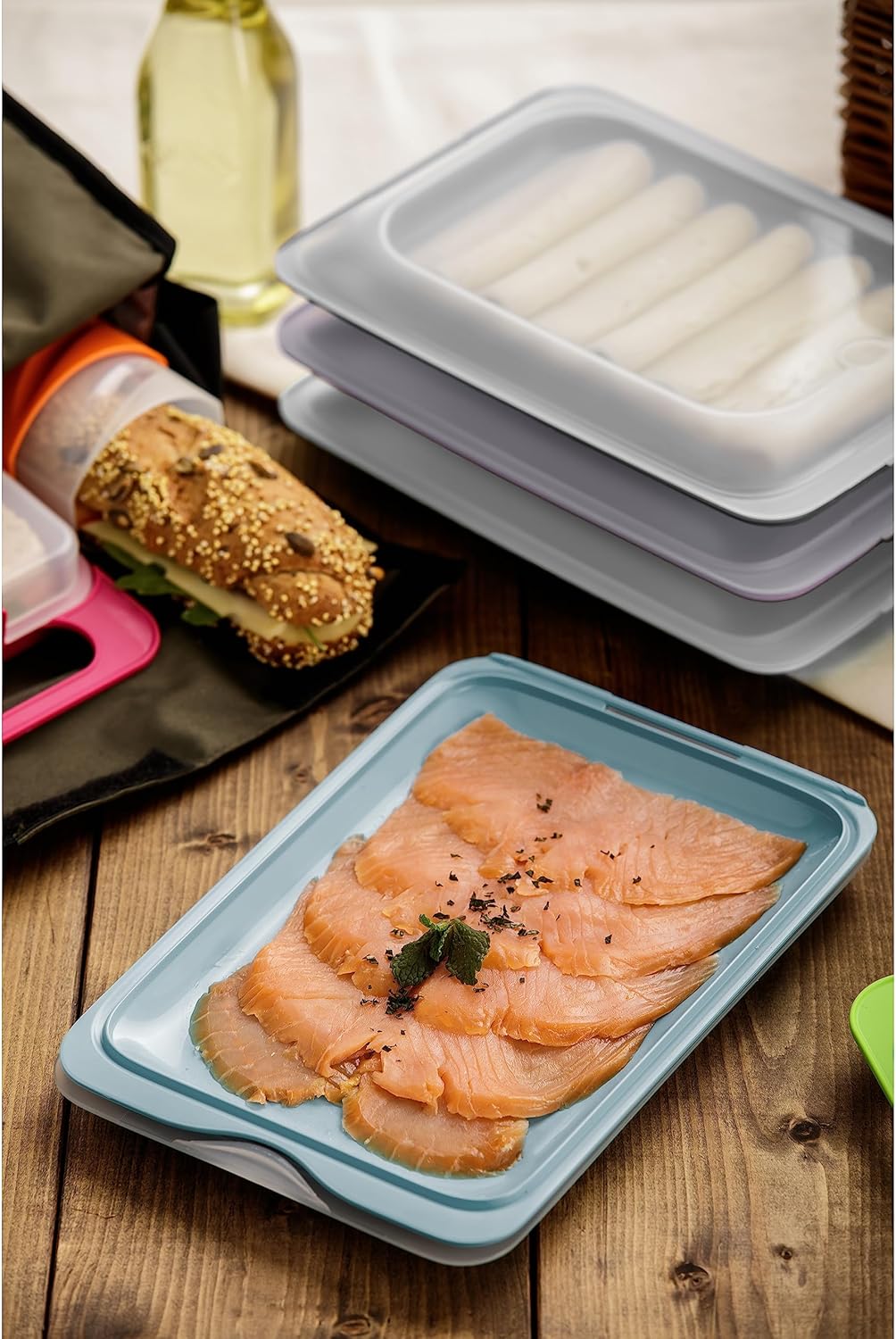 TATAY Set 4 Aufschnittbox stapelbar – Frischhaltedosen mit Deckel, BPA-frei, wiederverwendbar, Stape