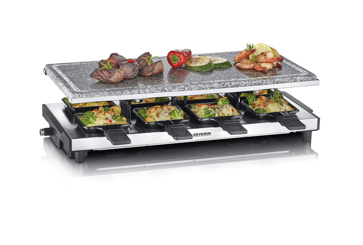 SEVERIN RG 2374 Raclette mit Naturgrillstein, 1700, Kunststoff/Edelstahl, schwarz Hochwertiges