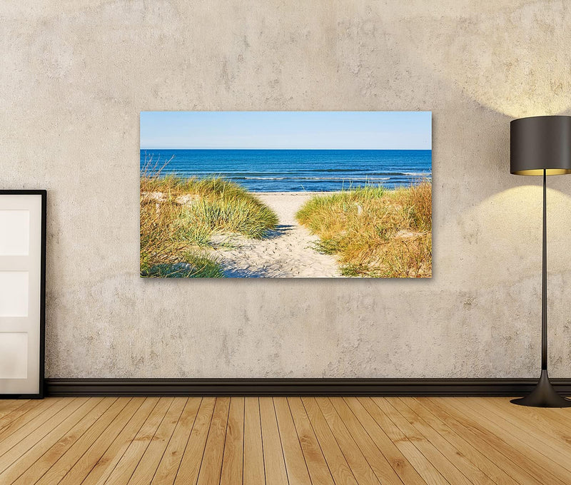 Bild auf Leinwand Strand Zugang Weg zur Ostsee Marram Grass Aside Wandbild Poster Kunstdruck Bilder