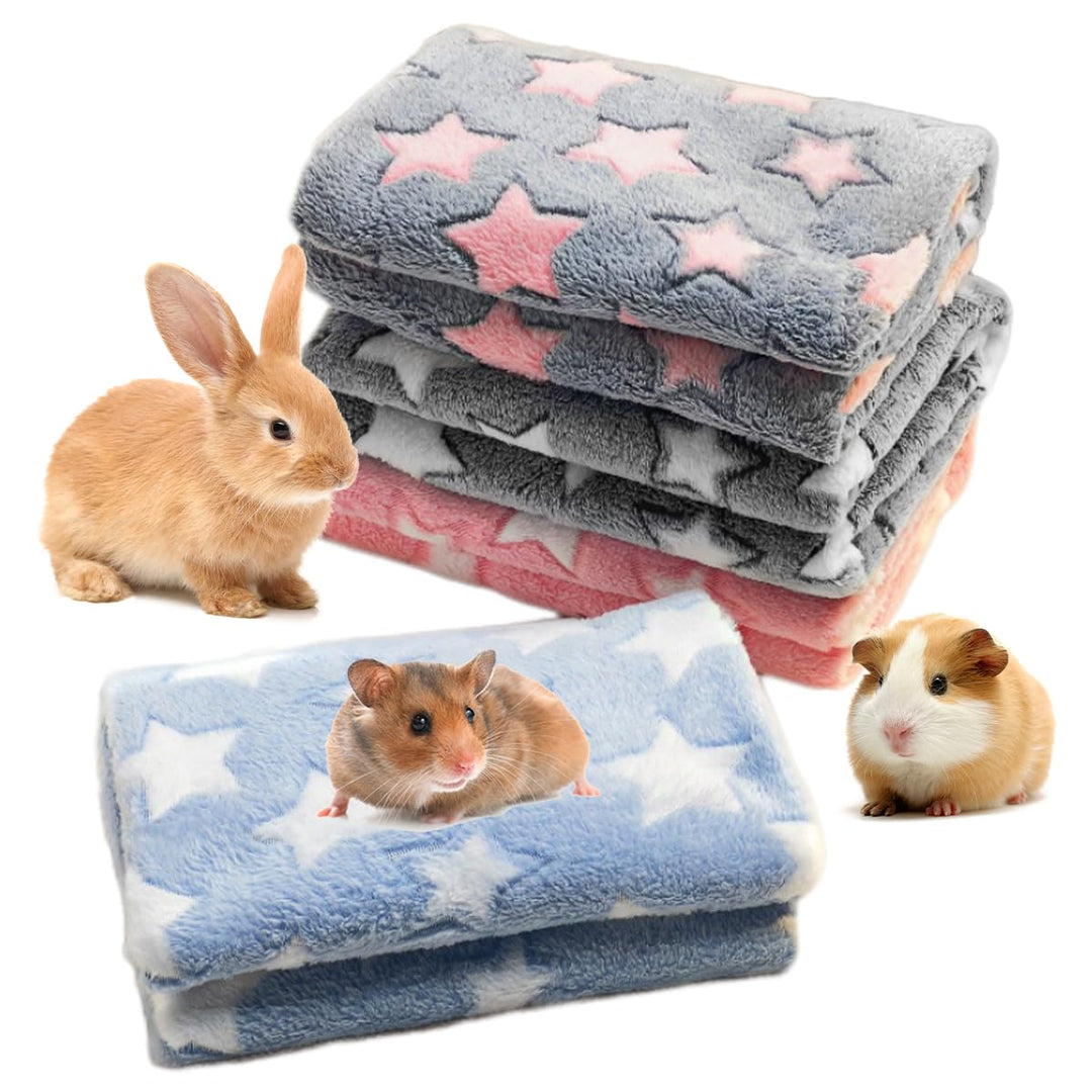 4 Stück Wasserdicht Meerschweinchen Fleecedecken Kleintier-Bettmatte, Warme Flauschige Flanell Meers