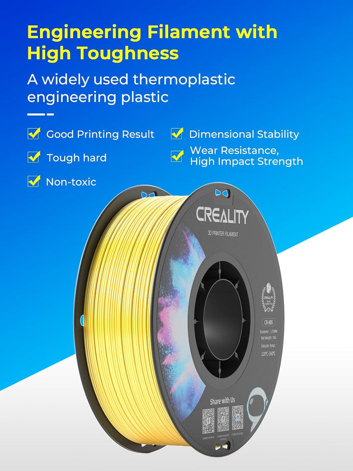 Creality Filament CR ABS 1.75 mm, Filamenten mit Hohe Zähigkeit, Ungiftig, Verschleissfest, Kompatib