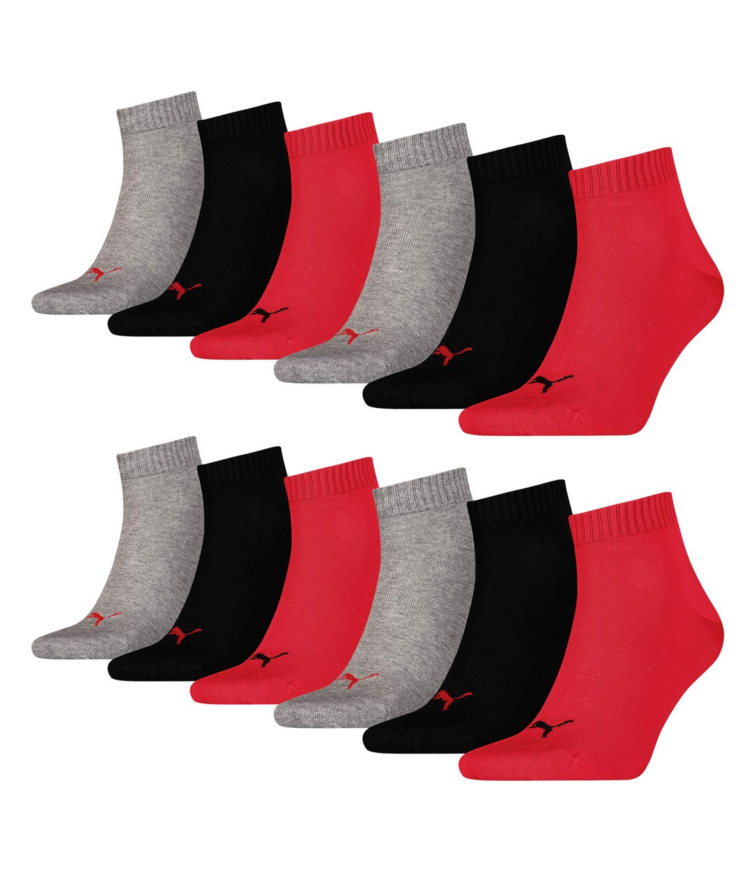 Puma Herren Sportsocke Quarter 3P 43/46 232 - Black / Red, 43/46 232 - Black / Red