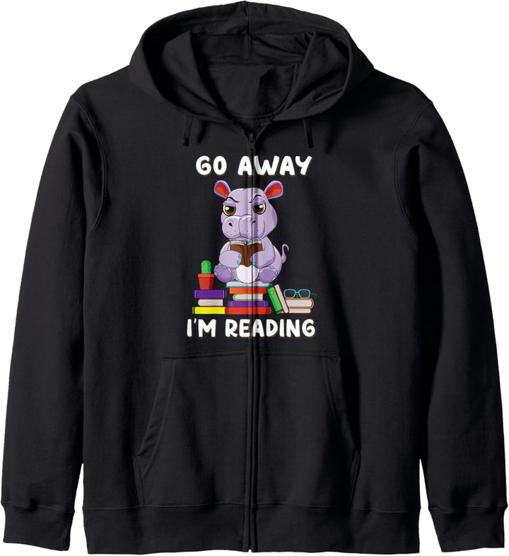 Go Away I'm Reading Hippo Reading Book Nerd Lover Girls Kapuzenjacke