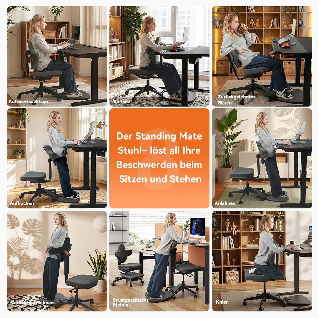 Newtral Stehpult-Stuhl, Standing Mate-Sitz für Sitz-Steh-Wechsel, ergonomischer Anlehn-Hocker mit An