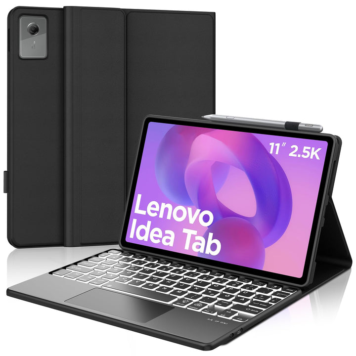 11 Zoll Bluetooth Tastatur Hülle für Lenovo Idea Tab 11, Deutsch QWERTZ mit 7-Farben Licht und Touch