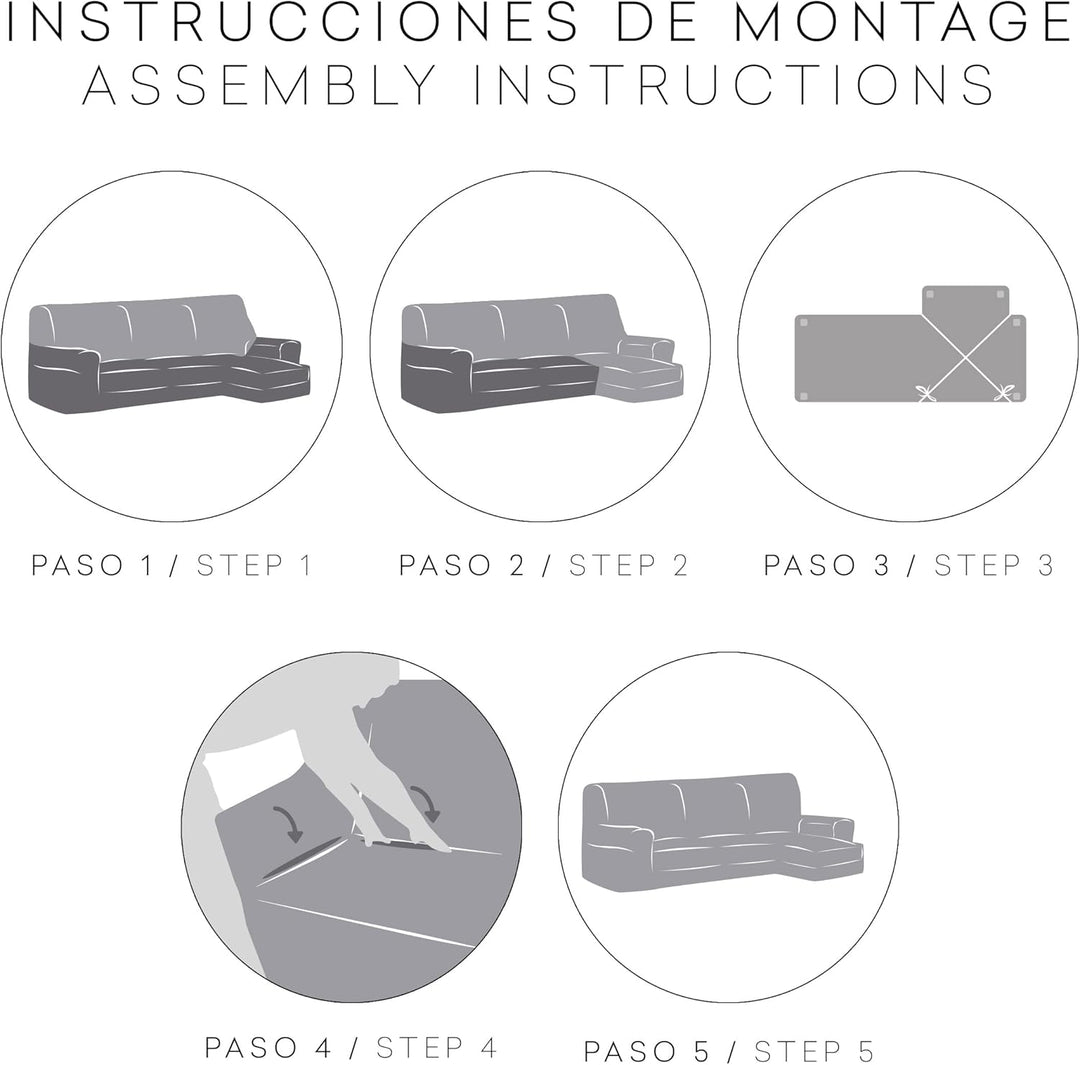 Bezug für Chaiselongue, L-Form, anpassbarer Stoff, kurzer Arm, links, Farbe 06 Grau 06 - Grau Brazo