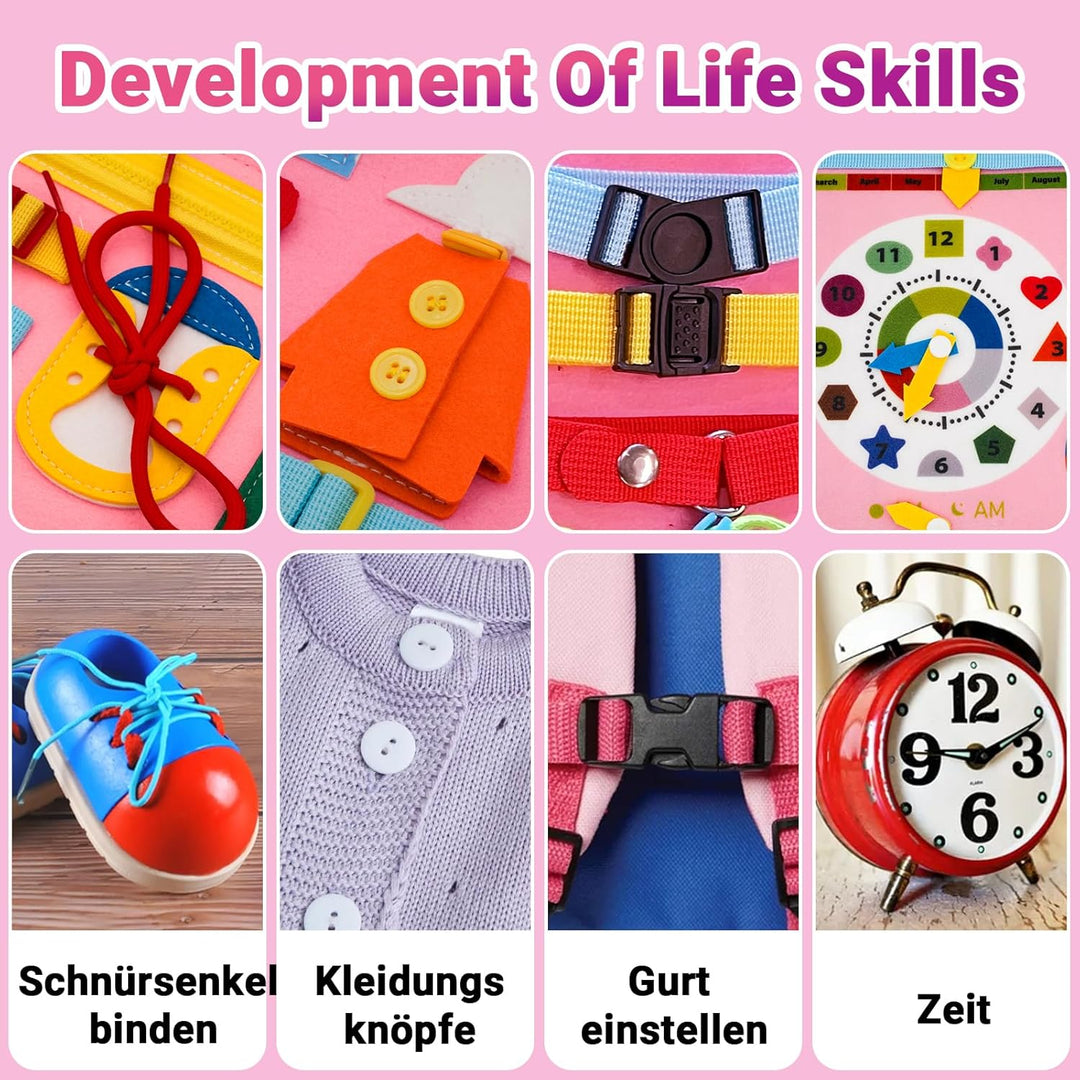 RunHero Busy Board Montessori Spielzeug Baby ab 1 Jahr Quiet Book Activity Board Motorikspielzeug Fi
