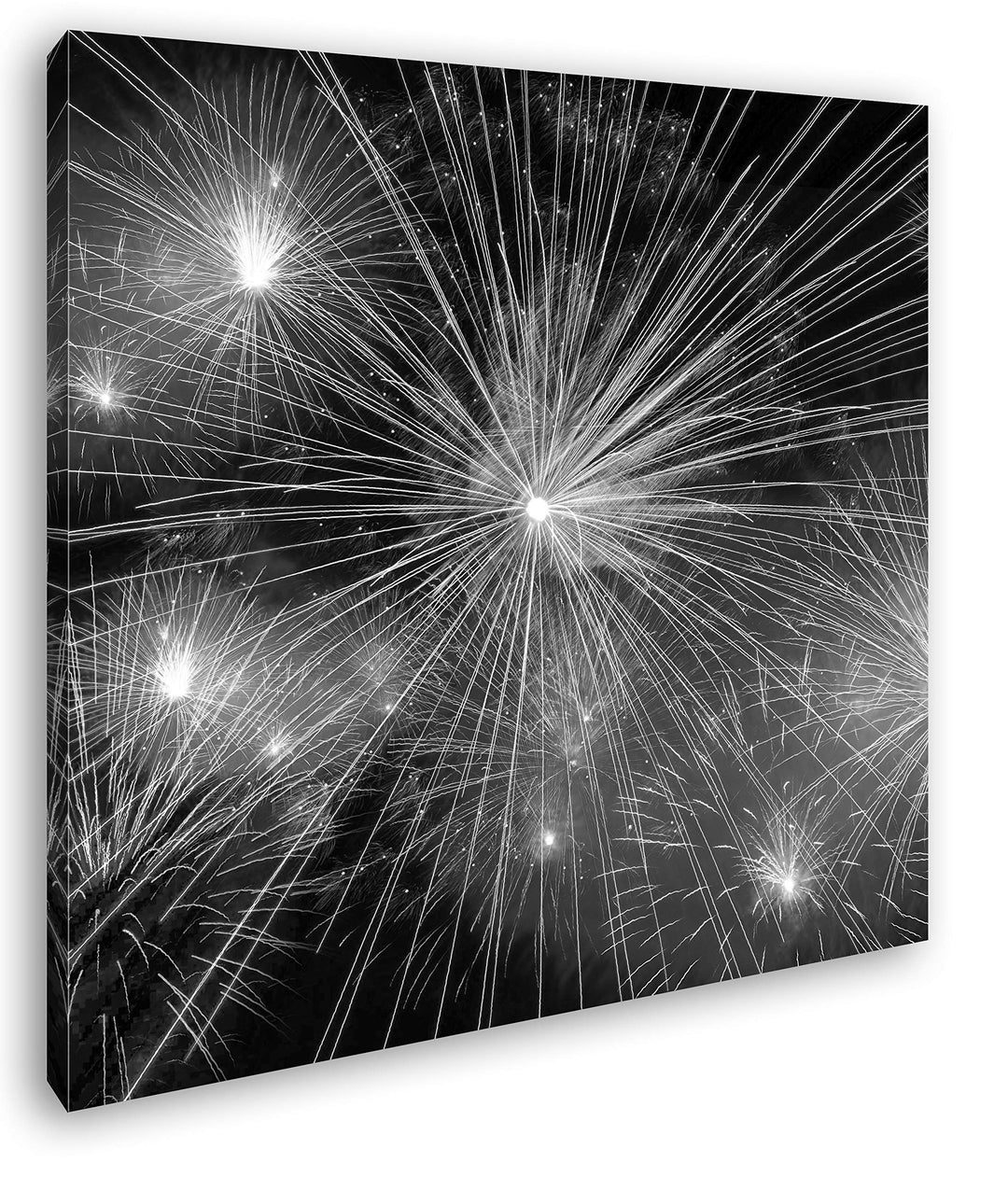 deyoli Atemberaubendes Feuerwerk im Format: 70x70 Effekt: Schwarz&Weiss als Leinwandbild, Motiv auf