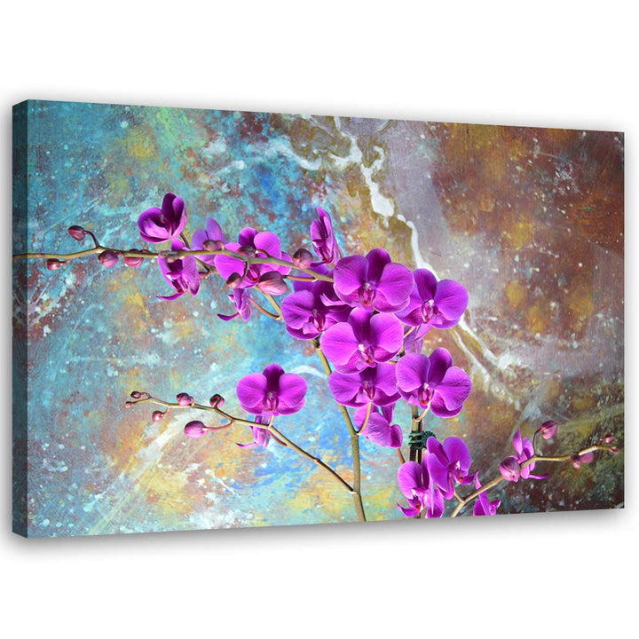 Feeby Wandbild Orchideen Druckbild Leinwandbild für Wohnung Violett 100x70 cm Leinwandbild 100x70 cm