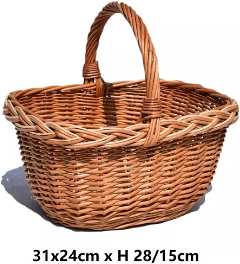 Natural Weidenkorb mit Henkel gross, Tragekorb aus Weide Einkaufskorb geflochten Weide Weidenkörbe m