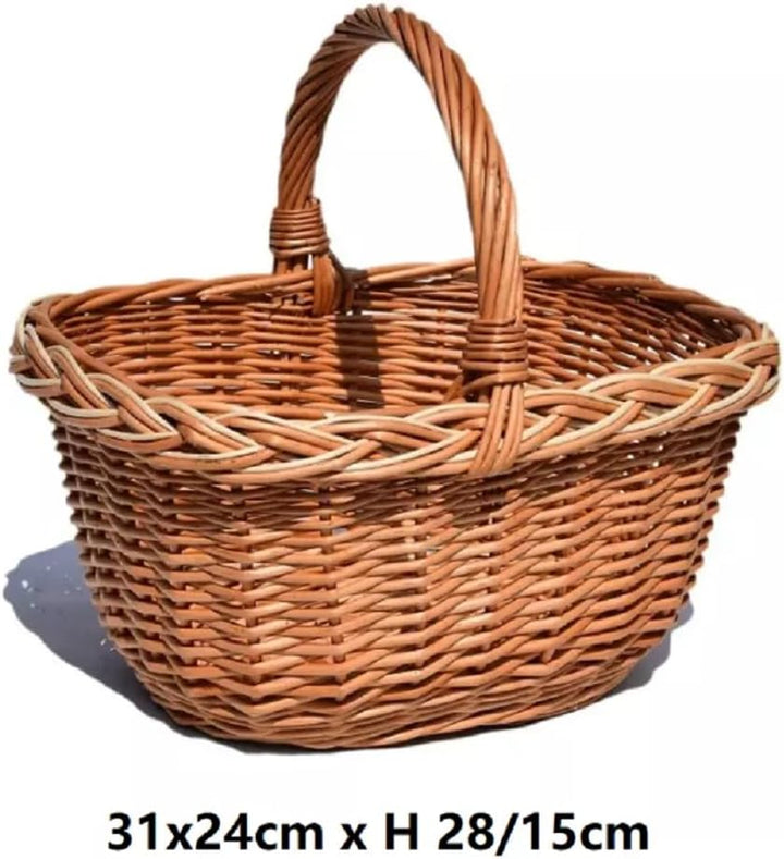 Natural Weidenkorb mit Henkel gross, Tragekorb aus Weide Einkaufskorb geflochten Weide Weidenkörbe m
