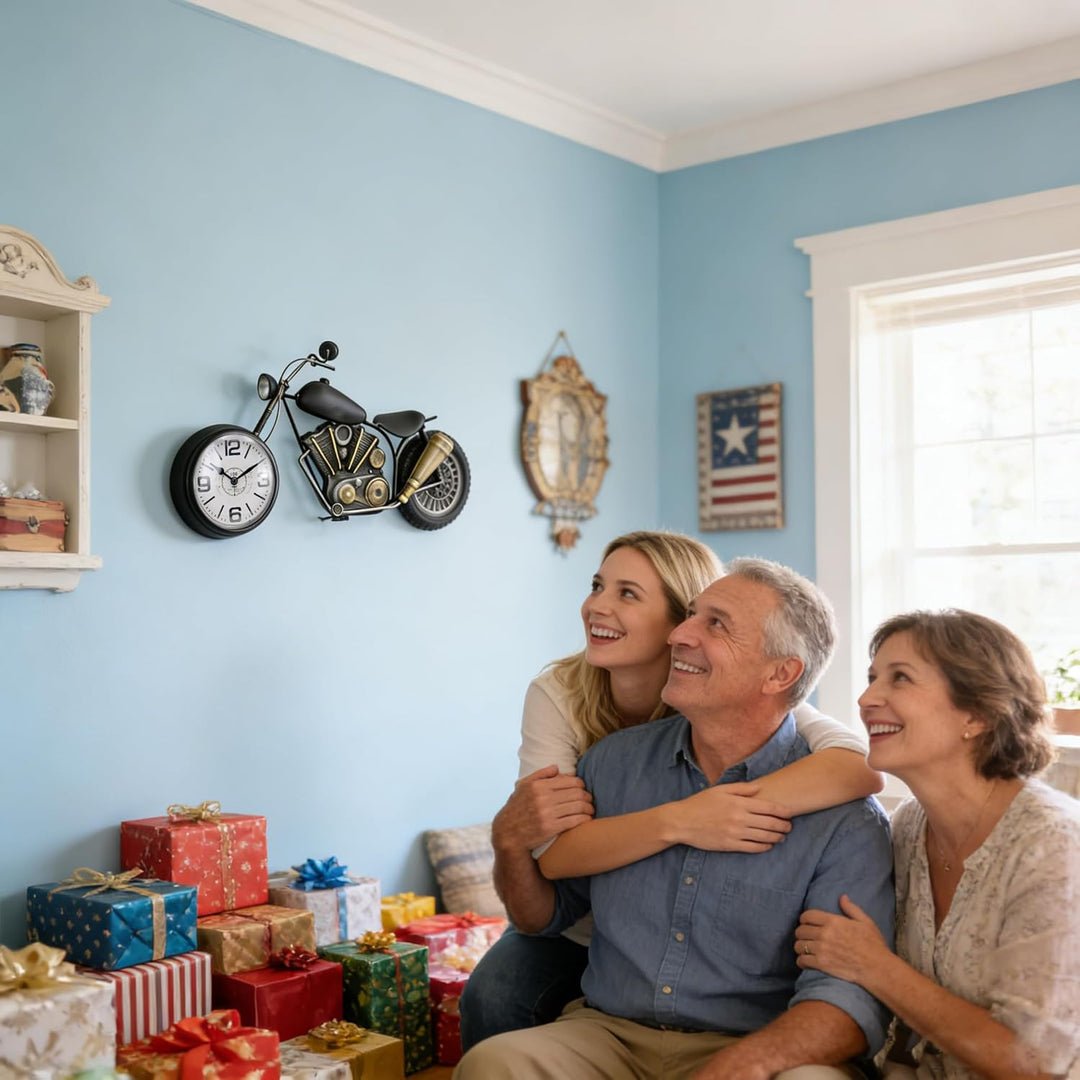 Vintage-Schreibtischuhr, Tischuhr, Motorrad-Geschenke für Männer, rustikale Bauernhaus-Dekoration, G