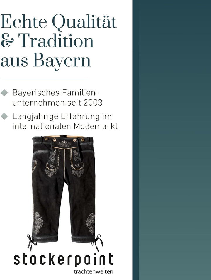 Stockerpoint Herren Trachtenlederhose Justin4 48 Schwarz Gespeckt, 48 Schwarz Gespeckt