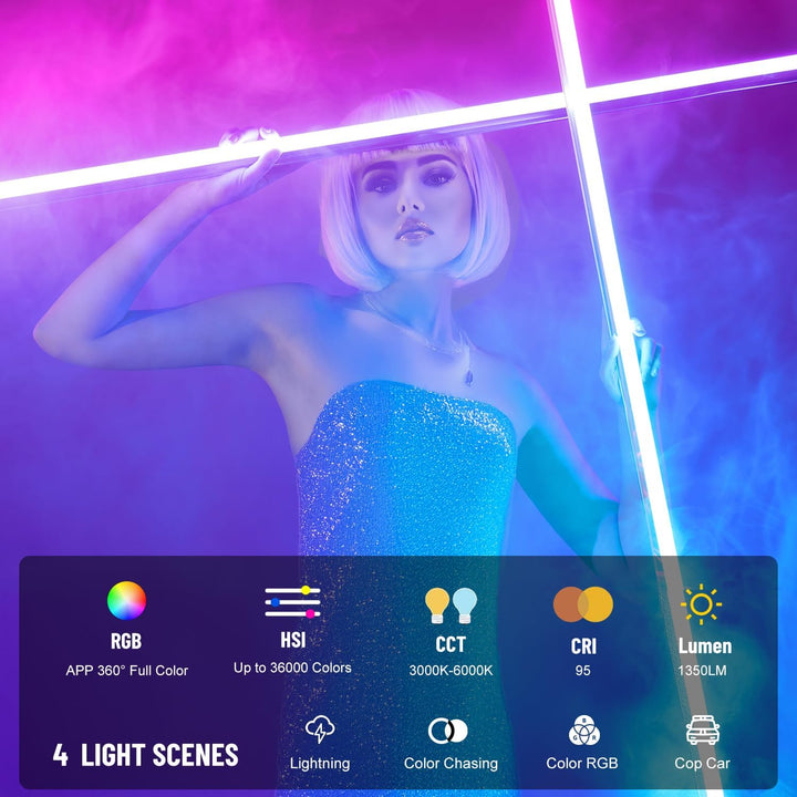 LUXCEO P120 RGB Videoleuchte Lichtstab1350 Lumen, 3000K-5750K LED Handheld Fotografie Licht,APP-Steu