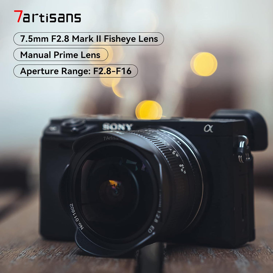7artisans 7,5 mm f2.8 Mark II APS-C Fischaugen-Weitwinkelobjektiv für Fujifilm FX spiegellose Kamera